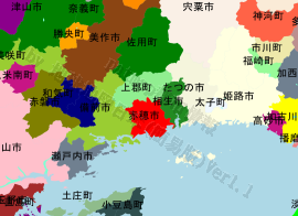 赤穂市の位置を示す地図