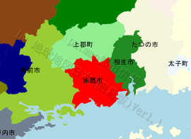 赤穂市の位置を示す地図