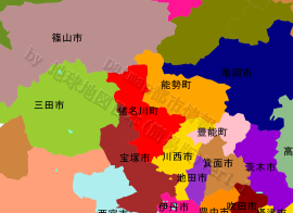 猪名川町の位置を示す地図