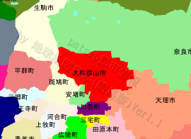 大和郡山市の位置を示す地図