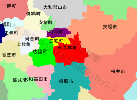 田原本町の位置を示す地図