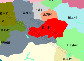 天川村の位置を示す地図