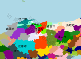 伯耆町の位置を示す地図