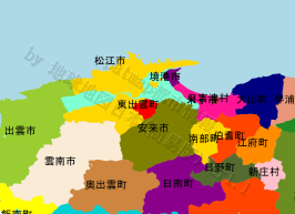 東出雲町の位置を示す地図