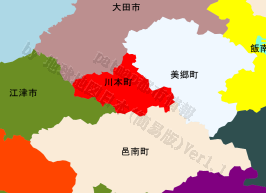 川本町の位置を示す地図