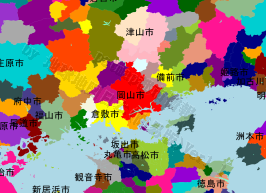 岡山市の位置を示す地図