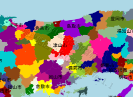 津山市の位置を示す地図