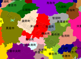 津山市の位置を示す地図