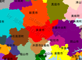 高梁市の位置を示す地図