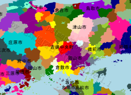 吉備中央町の位置を示す地図
