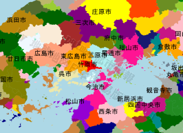 竹原市の位置を示す地図