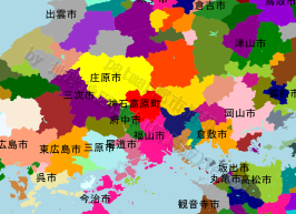 神石高原町の位置を示す地図