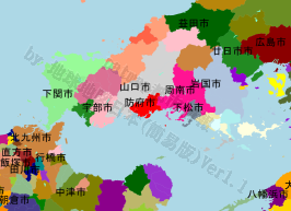 防府市の位置を示す地図
