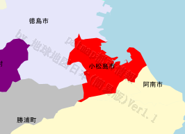 小松島市の位置を示す地図