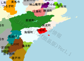 牟岐町の位置を示す地図