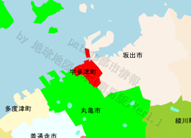 宇多津町の位置を示す地図