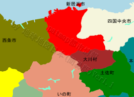 新居浜市の位置を示す地図