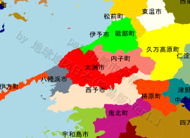 大洲市の位置を示す地図