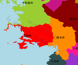 愛南町の位置を示す地図