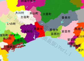 南国市の位置を示す地図
