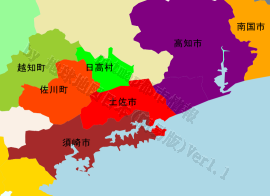 土佐市の位置を示す地図