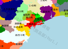 須崎市の位置を示す地図
