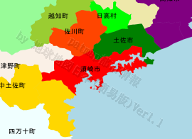 須崎市の位置を示す地図