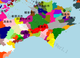 香美市の位置を示す地図