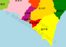 奈半利町の位置を示す地図