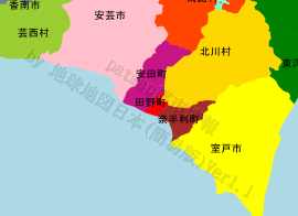 田野町の位置を示す地図