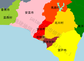 安田町の位置を示す地図