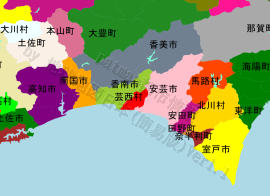芸西村の位置を示す地図