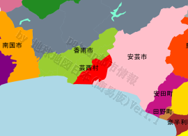 芸西村の位置を示す地図