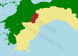 仁淀川町の位置を示す地図