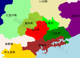 佐川町の位置を示す地図