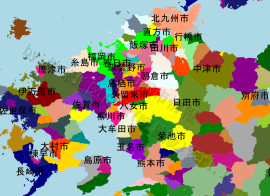 久留米市の位置を示す地図