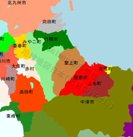 豊前市の位置を示す地図