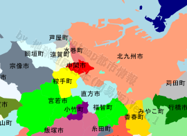 中間市の位置を示す地図