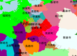 筑紫野市の位置を示す地図