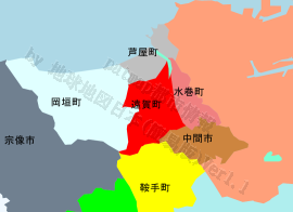 遠賀町の位置を示す地図