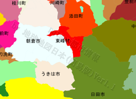 東峰村の位置を示す地図