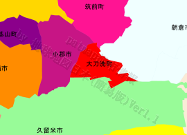 大刀洗町の位置を示す地図