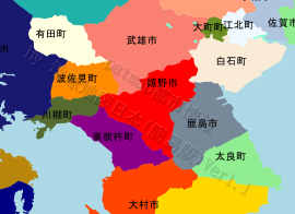 嬉野市の位置を示す地図