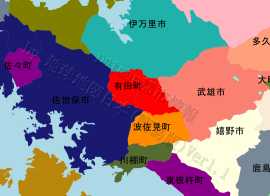 有田町の位置を示す地図
