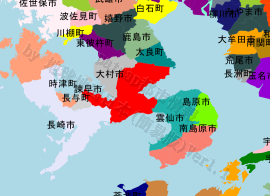 諫早市の位置を示す地図