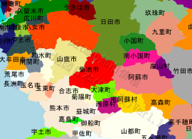 菊池市の位置を示す地図
