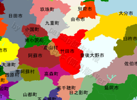 竹田市の位置を示す地図