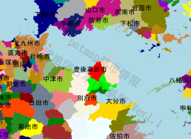 豊後高田市の位置を示す地図