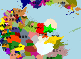 宇佐市の位置を示す地図