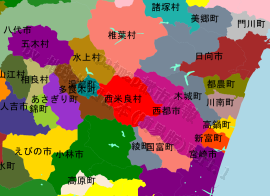 西米良村の位置を示す地図